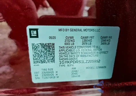 2020 Cadillac Xt6 Premium Luxury from USA, damaged, VIN 1GYKPDRS1LZ205952